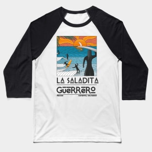 La Saladita, Guerrero, Mexico Retro Travel Poster Baseball T-Shirt